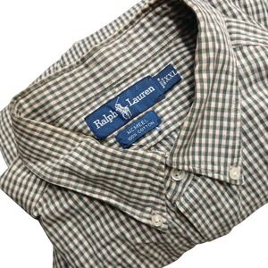 Ralph Lauren McMeel Mens XXL Green Brown Gingham Plaid Cotton Button Down Shirt